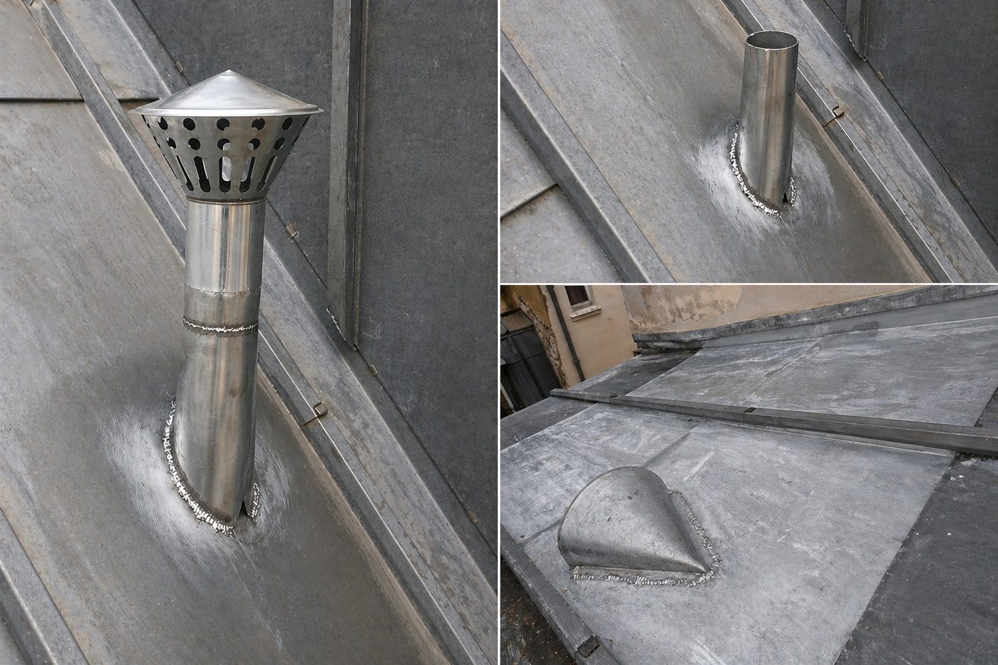 Zinguerie sur mesure — soudure inox sur toiture zinc